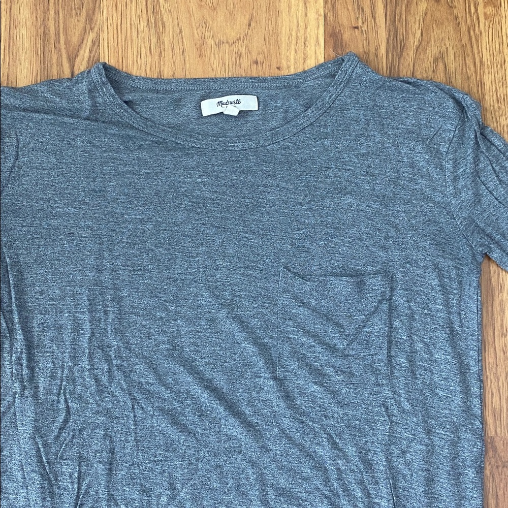 Madewell Heather Gray Long Sleeve Pocket Tee - Picture 2 of 11